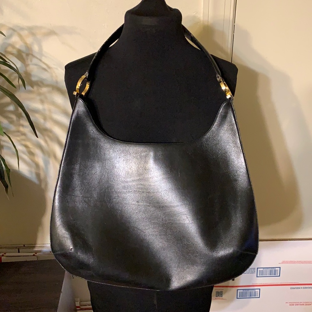 Salvatore Ferragamo Black Leather Shoulder Bag